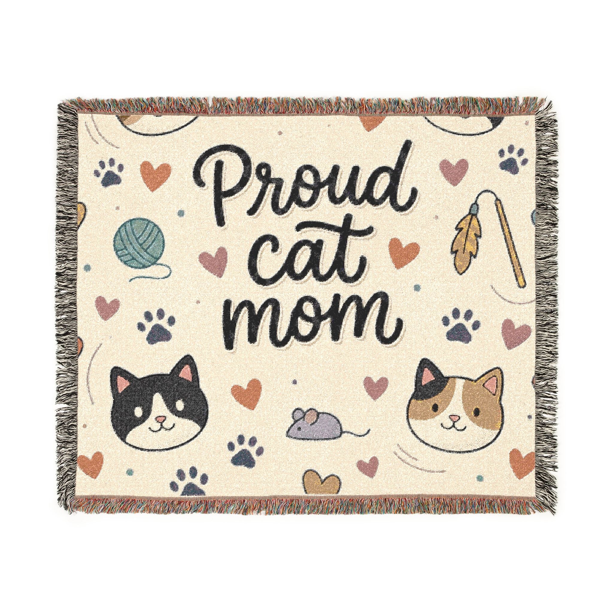 Proud Cat Mom Woven Throw Blanket