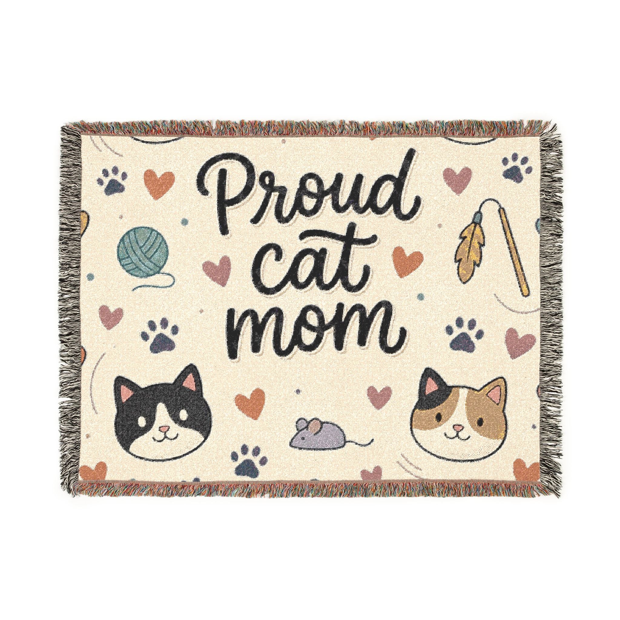Proud Cat Mom Woven Throw Blanket