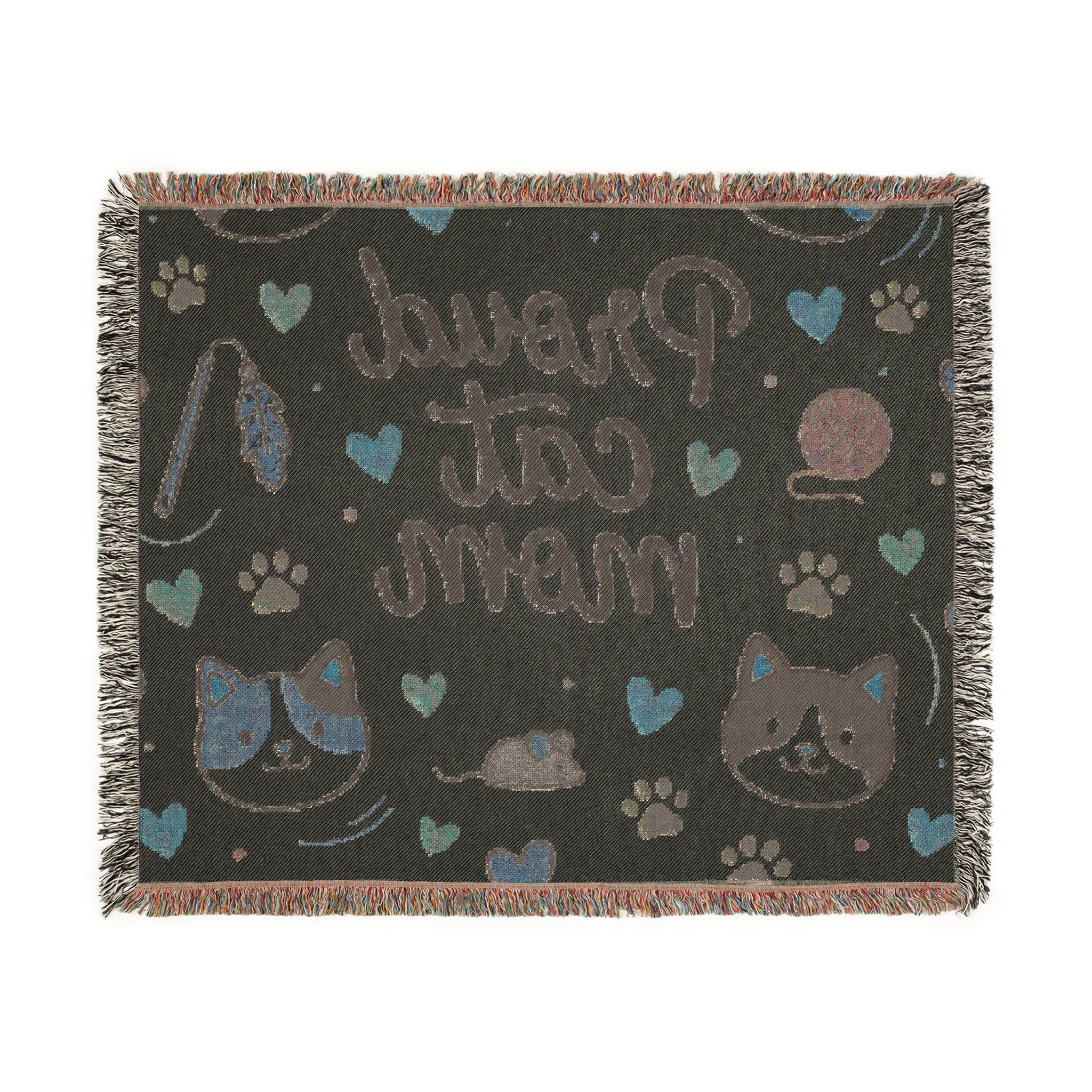 Proud Cat Mom Woven Throw Blanket