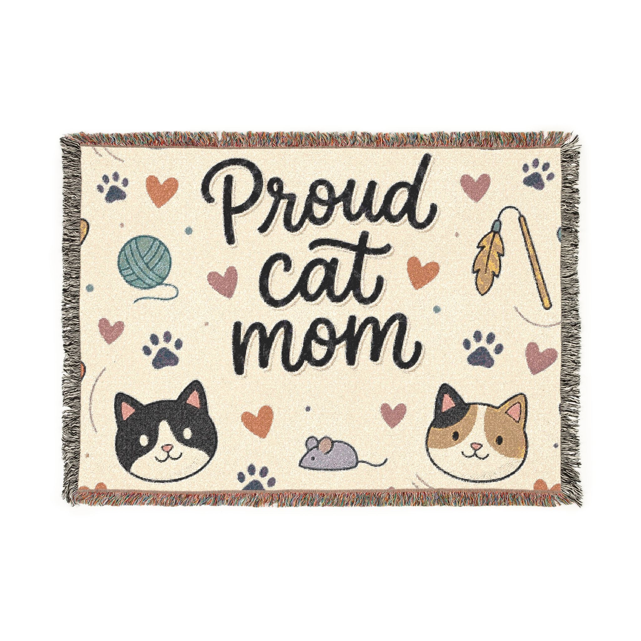 Proud Cat Mom Woven Throw Blanket