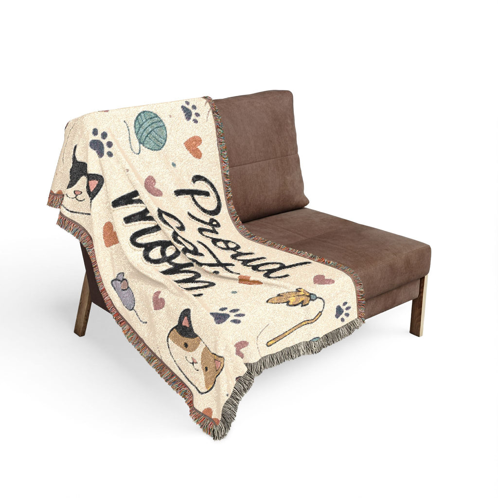 Proud Cat Mom Woven Throw Blanket