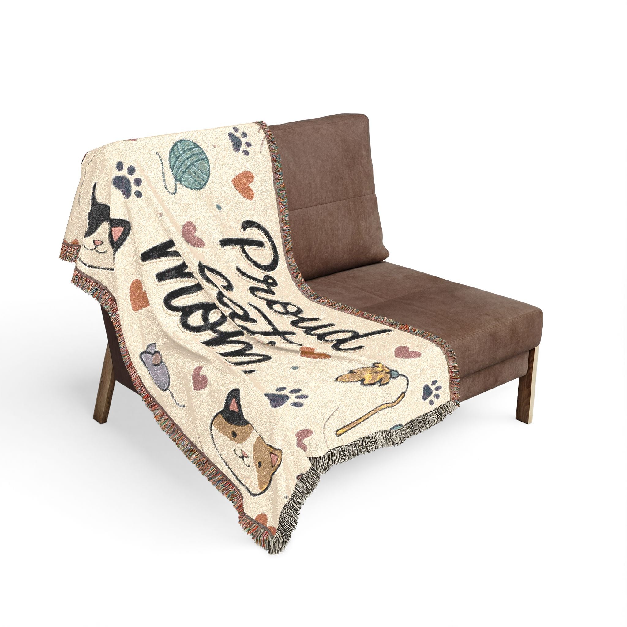 Proud Cat Mom Woven Throw Blanket